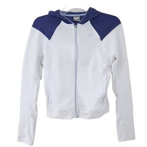 Nike FitDry Womens Zip Up Jacket Small White, Hooded Lightweight Athletic Jacket